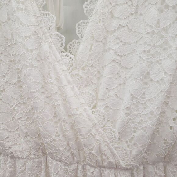 Baltic born Venice lace maxi Dress Womens Size Medium Short Sleeve V Neck V Back - Picture 11 of 13